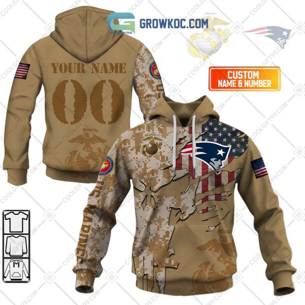 New England Patriots Marine Camo Veteran Personalized Hoodie Shirts