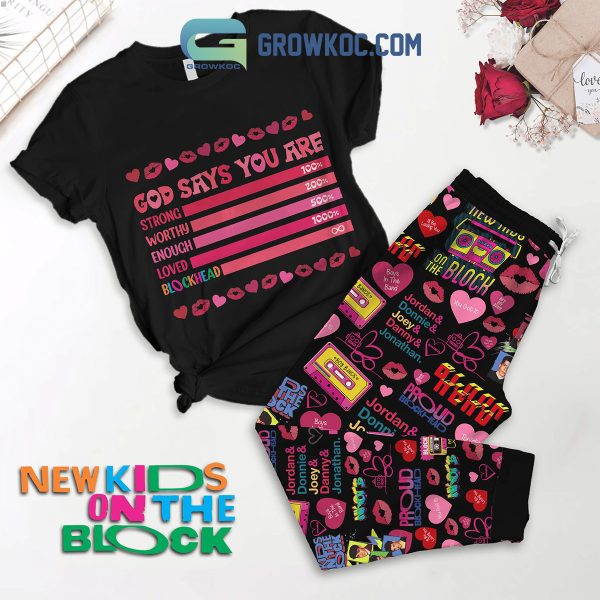 New Kids On The Block NKOTB Valentine Black Fleece Pajamas Set