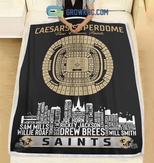 New Orleans Saints Caesars Superdome Stadium Legends Fleece Blanket Quilt