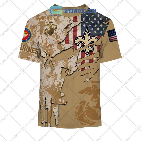 New Orleans Saints Marine Camo Veteran Personalized Hoodie Shirts