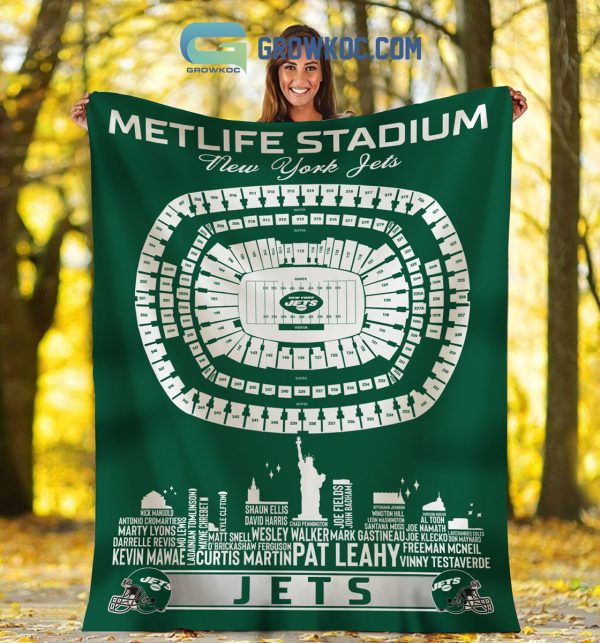 New York Jets MetLife Stadium Legends Fleece Blanket Quilt