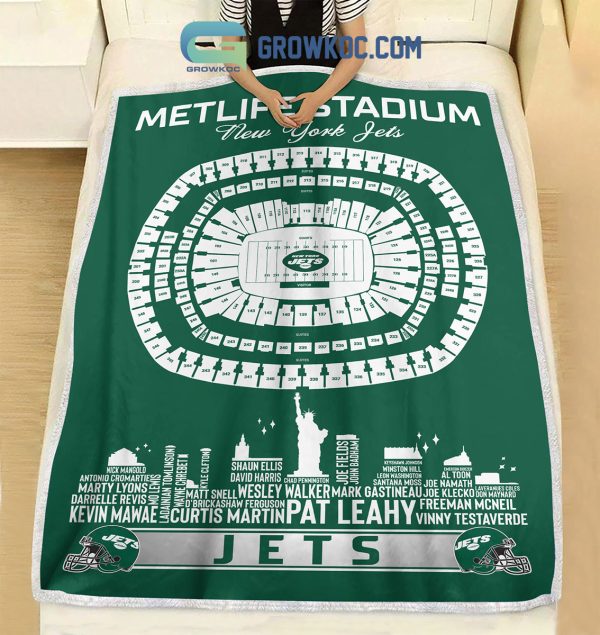 New York Jets MetLife Stadium Legends Fleece Blanket Quilt