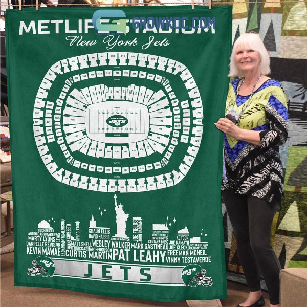 New York Jets MetLife Stadium Legends Fleece Blanket Quilt