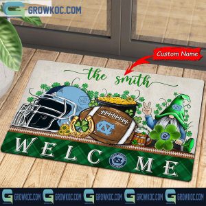 North Carolina Tar Heels Welcome St Patrick’s Day Shamrock Personalized Doormat