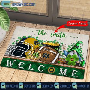 Notre Dame Fighting Irish Welcome St Patrick’s Day Shamrock Personalized Doormat
