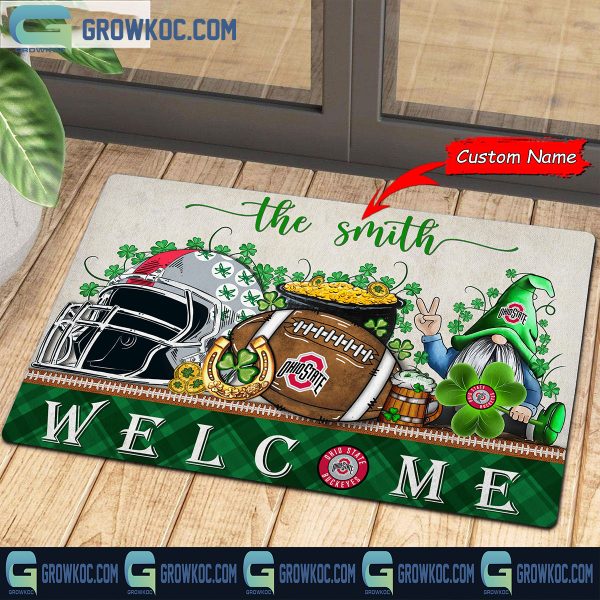 Ohio State Buckeyes Welcome St Patrick’s Day Shamrock Personalized Doormat