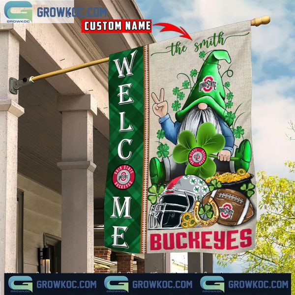 Ohio State Buckeyes St. Patrick’s Day Shamrock Personalized Garden Flag