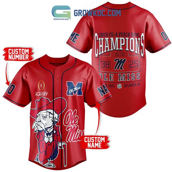 Ole Miss Rebels Hotty Toddy Champions Personalized Baseball Jersey Red Version
