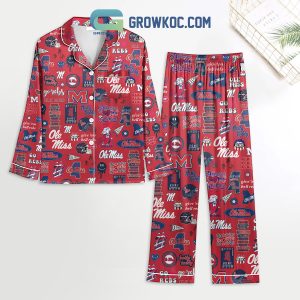 Ole Miss Rebels Hotty Toddy Red Design Polyester Pajamas Set