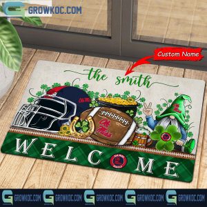 Ole Miss Rebels Welcome St Patrick’s Day Shamrock Personalized Doormat