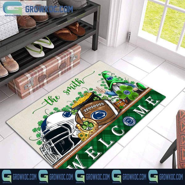 Penn State Nittany Lions Welcome St Patrick’s Day Shamrock Personalized Doormat