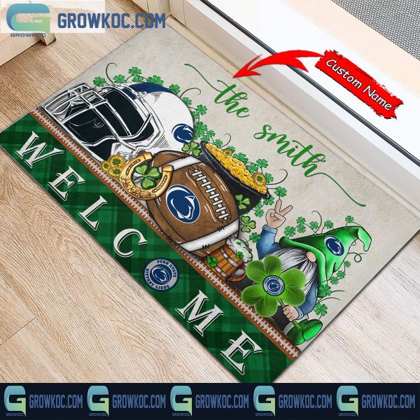 Penn State Nittany Lions Welcome St Patrick’s Day Shamrock Personalized Doormat