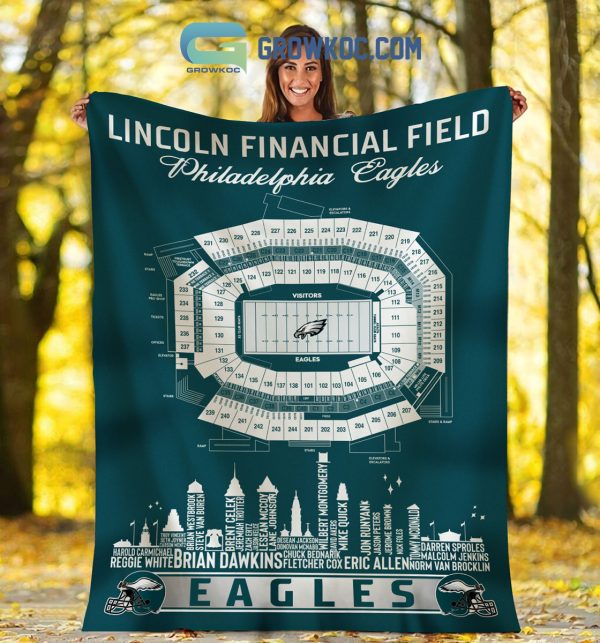 Philadelphia Eagles Lincoln Financial Field Stadium Legends Fleece Blanket Quilt