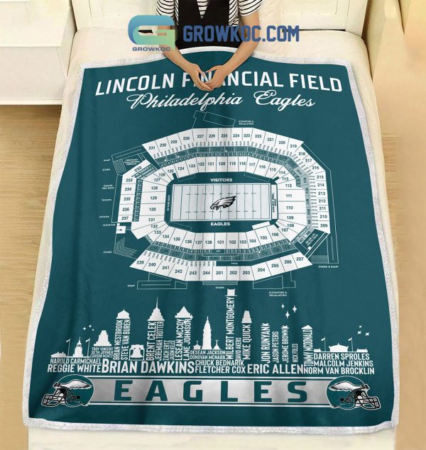 Philadelphia Eagles Lincoln Financial Field Stadium Legends Fleece Blanket Quilt