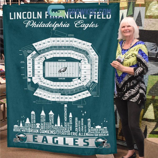 Philadelphia Eagles Lincoln Financial Field Stadium Legends Fleece Blanket Quilt