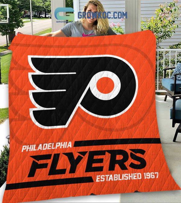 Philadelphia Flyers Established 1967 Fleece Blanket Quilt