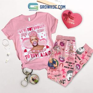 Pink Valentine Not Broken Fleece Pajamas Set