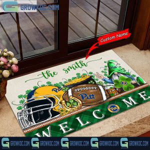 Pittsburgh Panthers Welcome St Patrick’s Day Shamrock Personalized Doormat