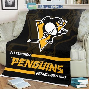 Pittsburgh Penguins Established 1967 Fleece Blanket Quilt