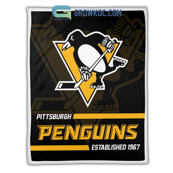 Pittsburgh Penguins Established 1967 Fleece Blanket Quilt