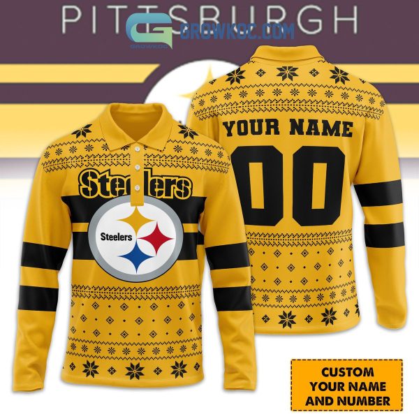 Pittsburgh Steelers Fan Personalized Long Sleeve Polo Shirts