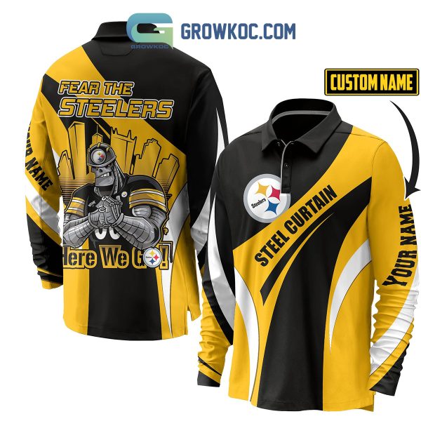 Pittsburgh Steelers Fear The Steelers Personalized Long Sleeve Polo Shirt