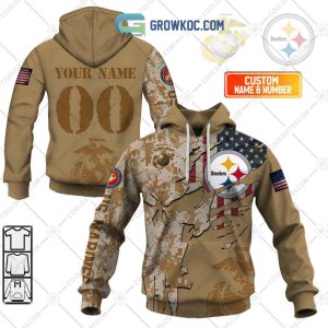 Pittsburgh Steelers Marine Camo Veteran Personalized Hoodie Shirts