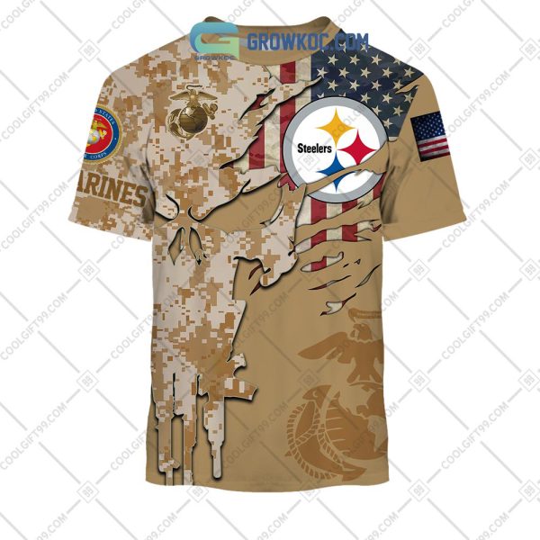 Pittsburgh Steelers Marine Camo Veteran Personalized Hoodie Shirts