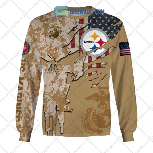 Pittsburgh Steelers Marine Camo Veteran Personalized Hoodie Shirts