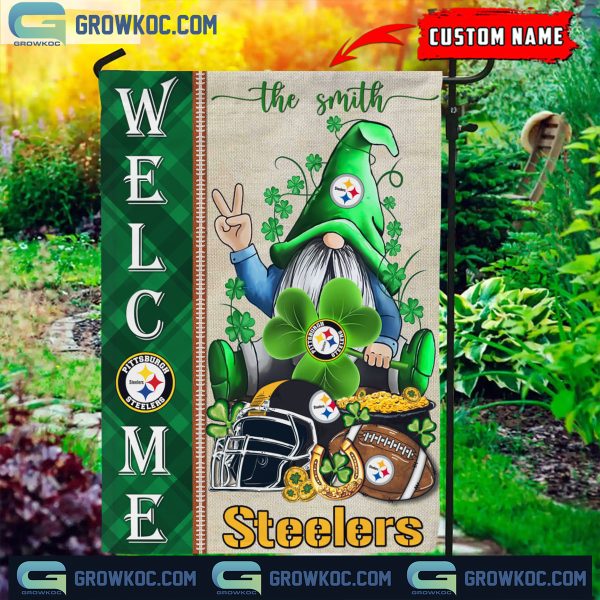 Pittsburgh Steelers St. Patrick’s Day Shamrock Personalized Garden Flag