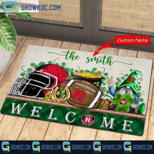 Rutgers Scarlet Knights St. Patrick’s Day Shamrock Personalized Doormat