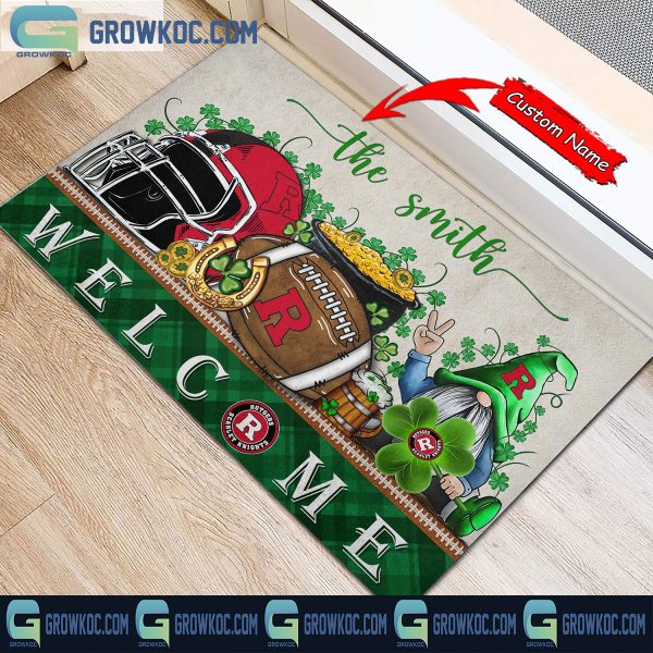 Rutgers Scarlet Knights St. Patrick’s Day Shamrock Personalized Doormat