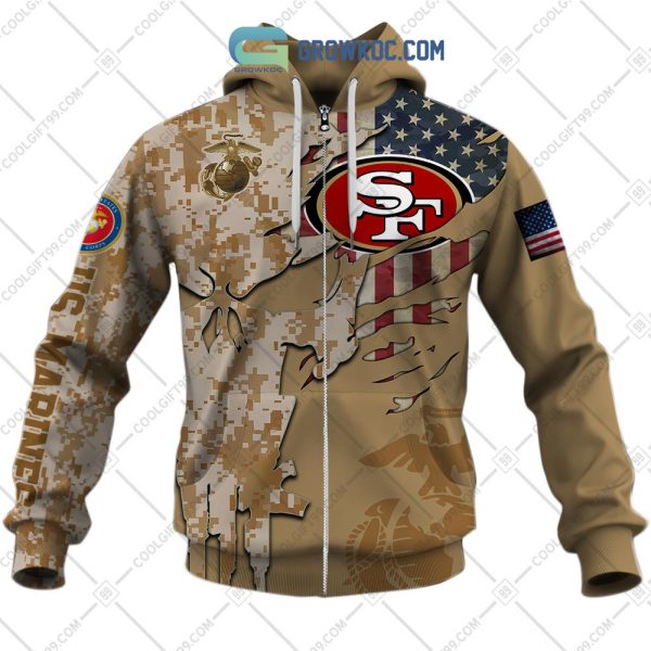 San Francisco 49ers Marine Camo Veteran Personalized Hoodie Shirts