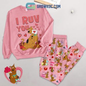 Scooby-Doo Valentine I Ruv You Fleece Pajamas Set Long Sleeve