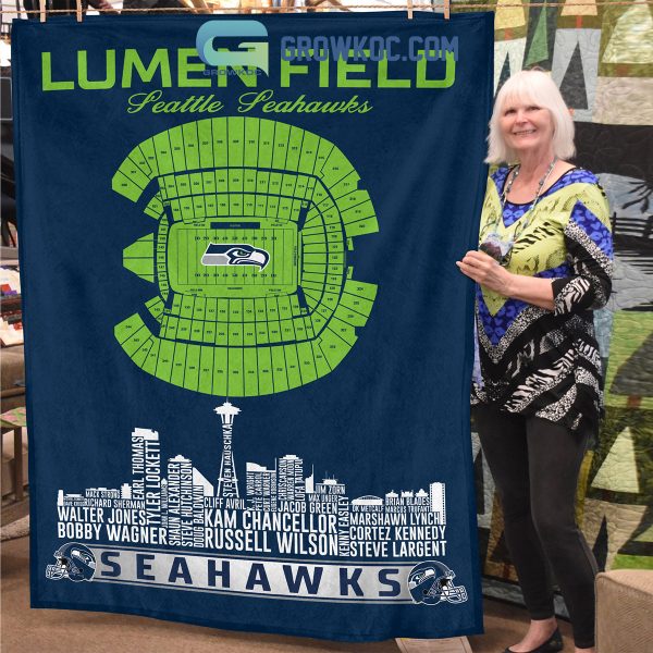 Seattle Seahawks Lumen Stadium Legends Fleece Blanket Quilt