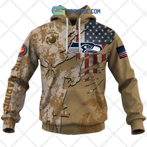 Seattle Seahawks Marine Camo Veteran Personalized Hoodie Shirts