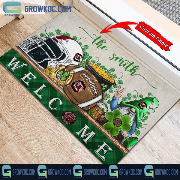 South Carolina Gamecocks Welcome St Patrick’s Day Shamrock Personalized Doormat