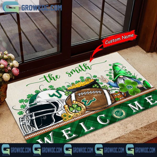 South Florida Bulls St. Patrick’s Day Shamrock Personalized Doormat