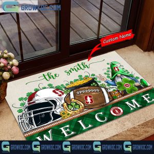 Stanford Cardinal Welcome St Patrick’s Day Shamrock Personalized Doormat