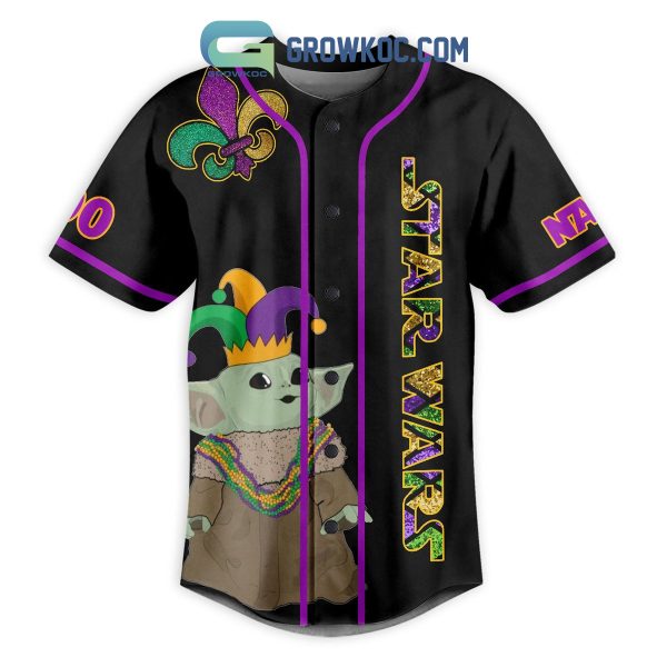 Star War Baby Yoda Mardi Gras Force Personalized Baseball Jersey