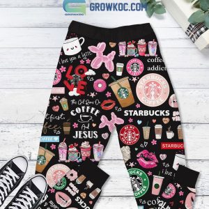 Starbucks Cupid Need Coffee Black Fleece Pajamas Set
