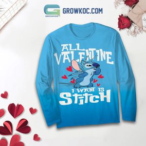 Stitch All I Want For Valentine Fleece Pajamas Set Long Sleeve