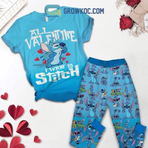 Stitch All I Want For Valentine Fleece Pajamas Set
