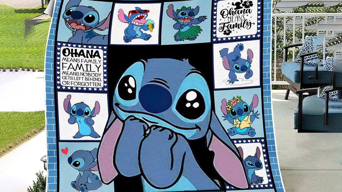 Stitch Ohana Means Family Fleece Blanket Quilt - Growkoc