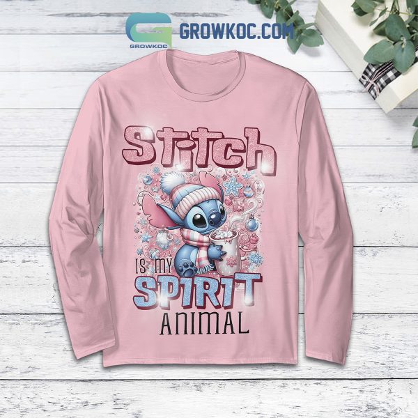 Stitch Spirit Animal Valentine Fleece Pajamas Set Long Sleeve