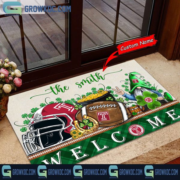 Temple Owls St. Patrick’s Day Shamrock Personalized Doormat