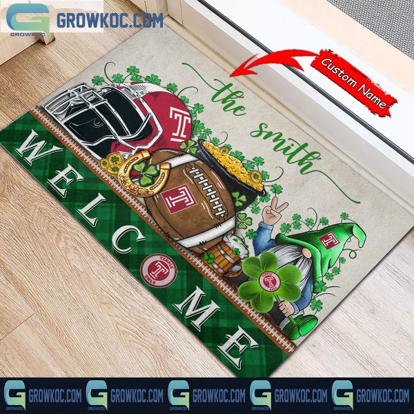Temple Owls St. Patrick’s Day Shamrock Personalized Doormat