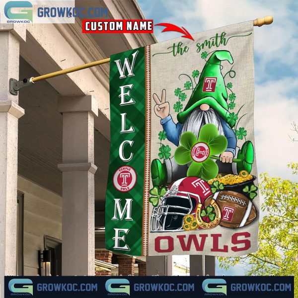 Temple Owls St. Patrick’s Day Shamrock Personalized Garden Flag
