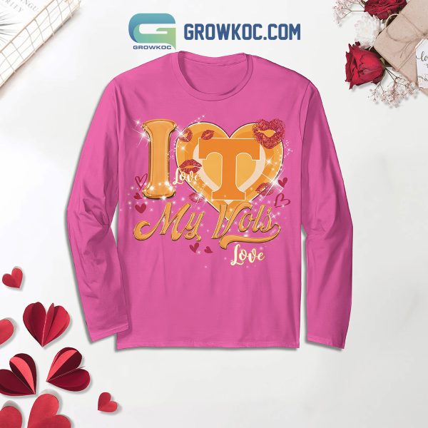 Tennessee Volunteers Fan Love Vols Pink Fleece Pajamas Set Long Sleeve