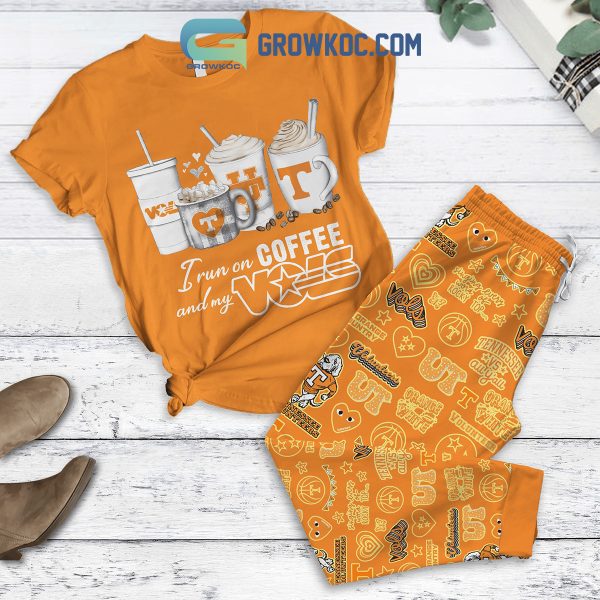 Tennessee Volunteers Run On Coffee Fleece Pajamas Set